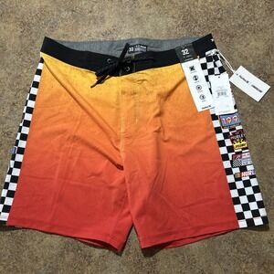 Hurley Men's Phantom NASCAR 18" Swim Trunks. Size 32". Red/Orange. NWT.